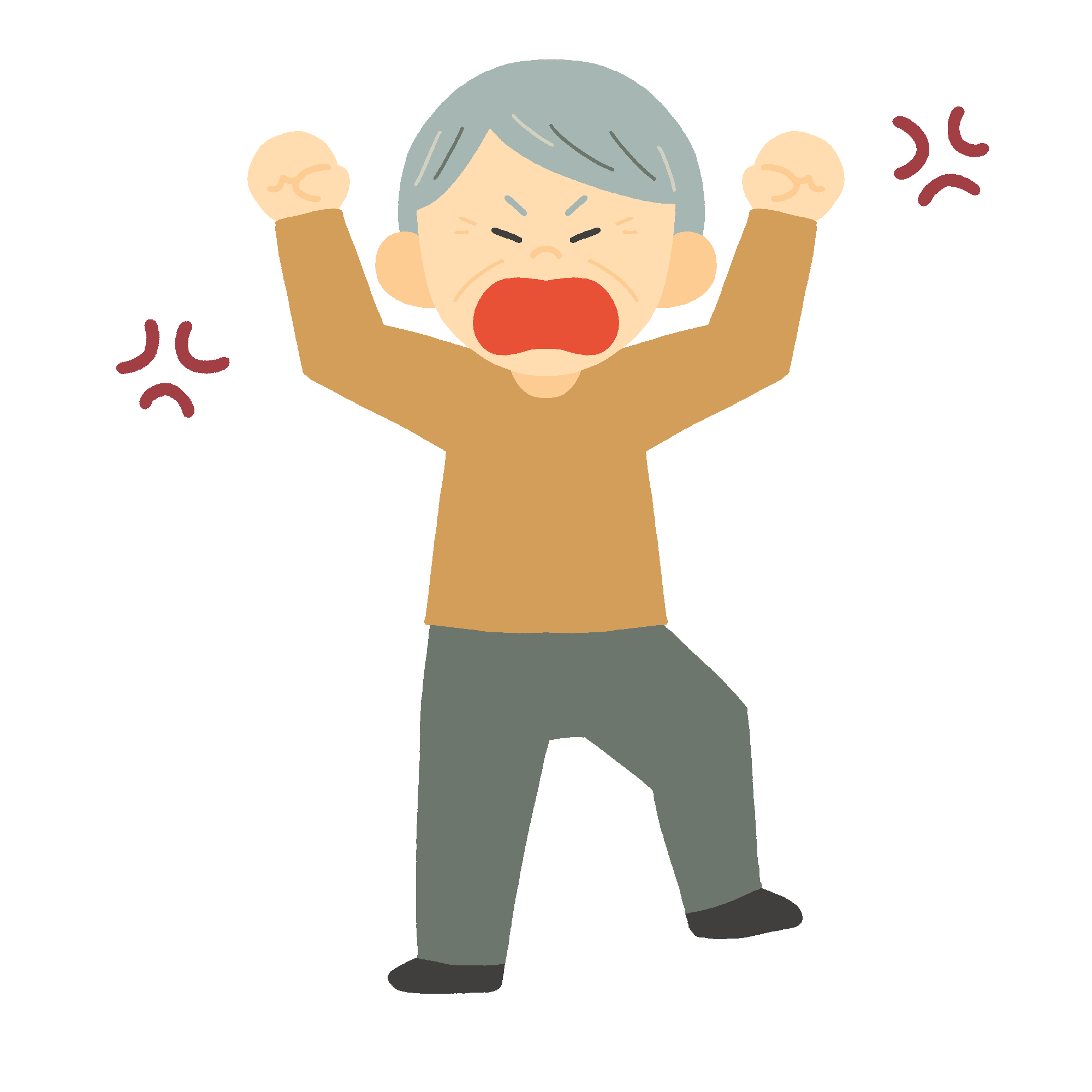 地団駄を踏むおじいさんのフリーイラスト素材