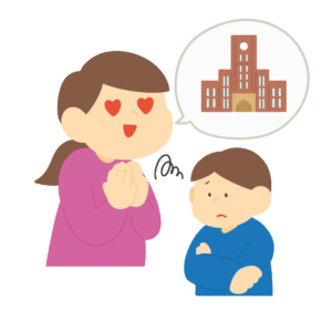 受験に躍起になる母親のフリーイラスト素材