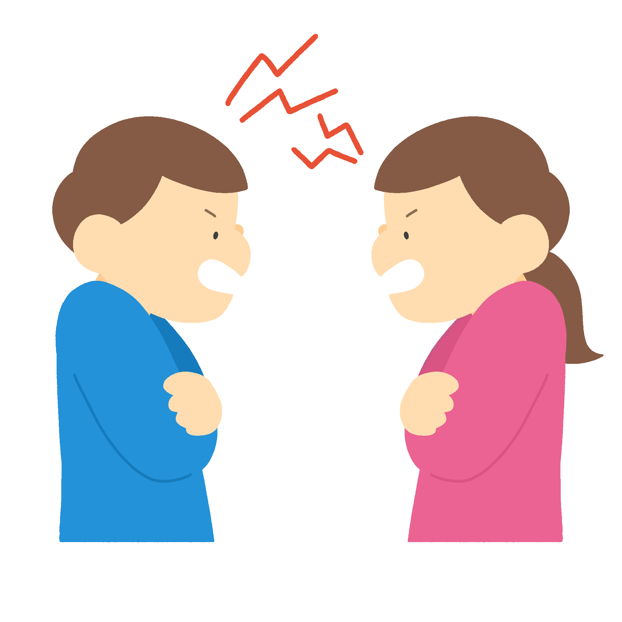 夫婦喧嘩・男女の言い合いのフリーイラスト素材