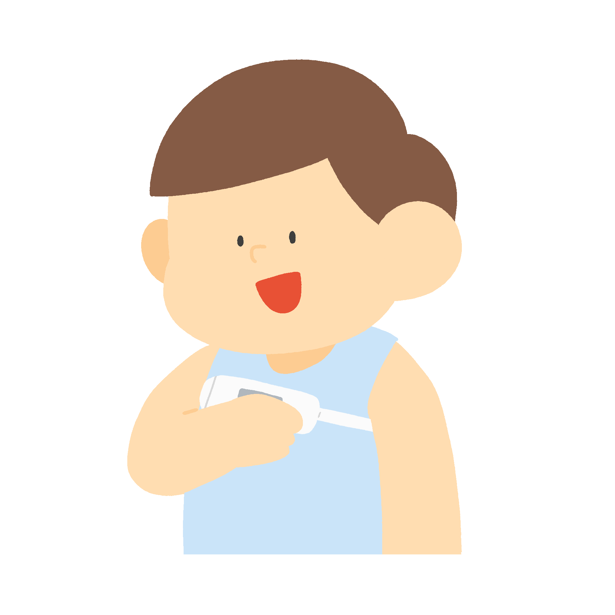 体温計で体温を測る男の子（平熱）のフリーイラスト素材