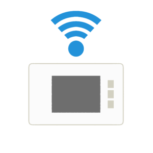 Wi-Fi電波を飛ばすポケットWi-Fi（モバイルルーター）のフリーイラスト素材