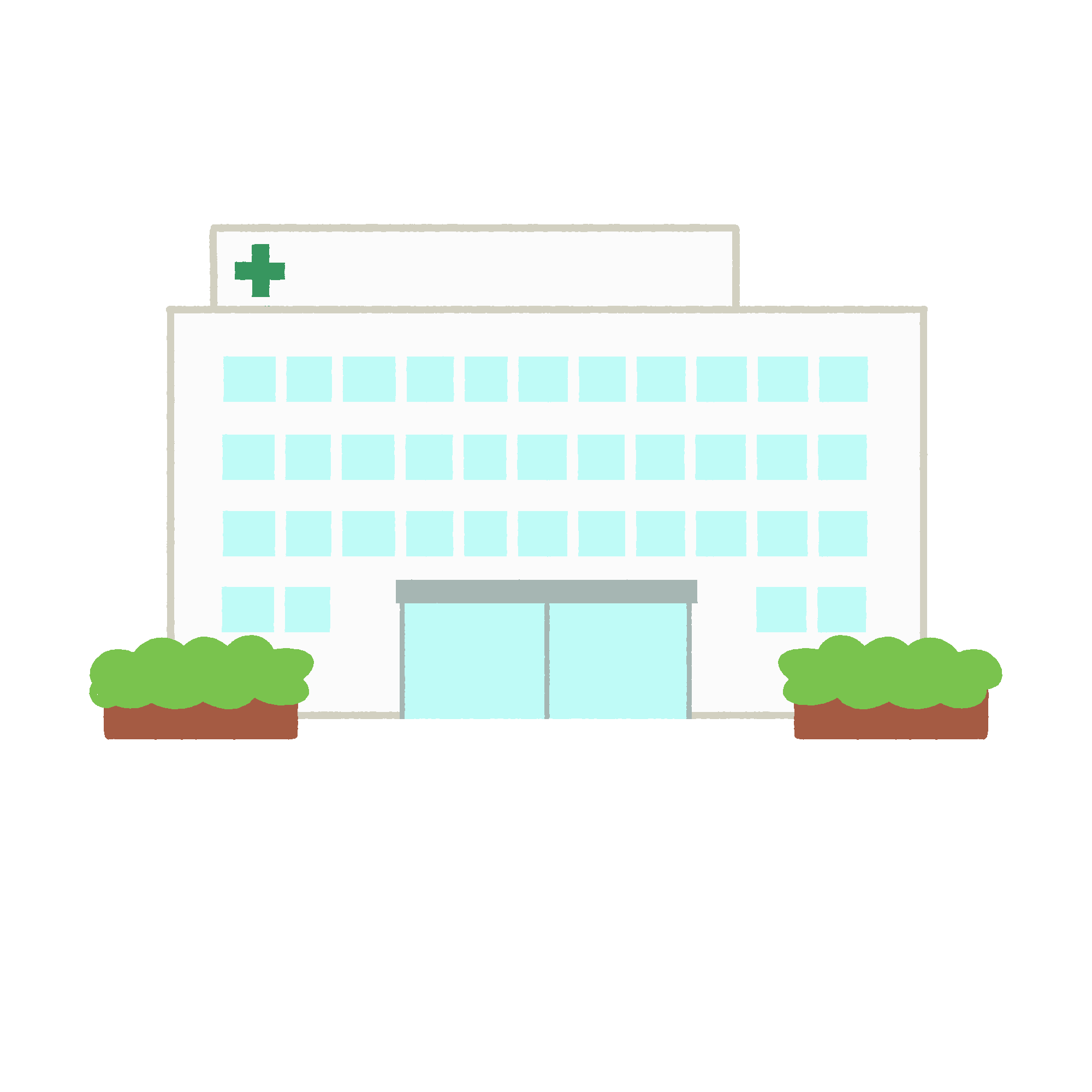 大きな総合病院の無料イラスト素材