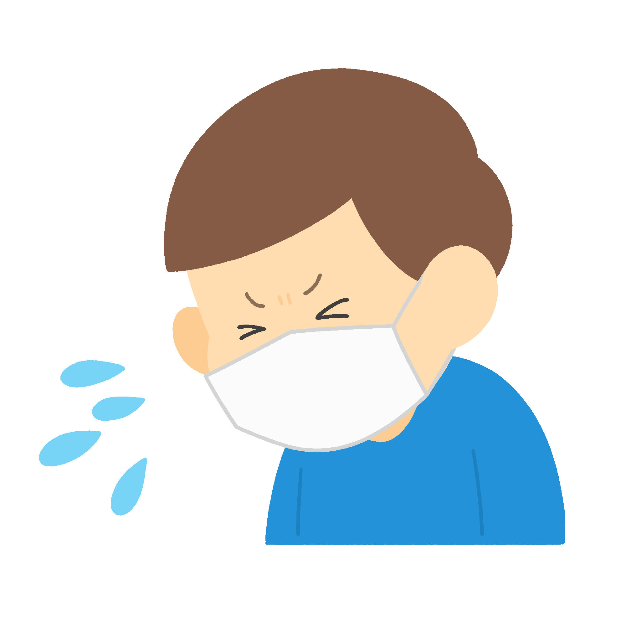 マスクをしてくしゃみをする男性の無料イラスト素材