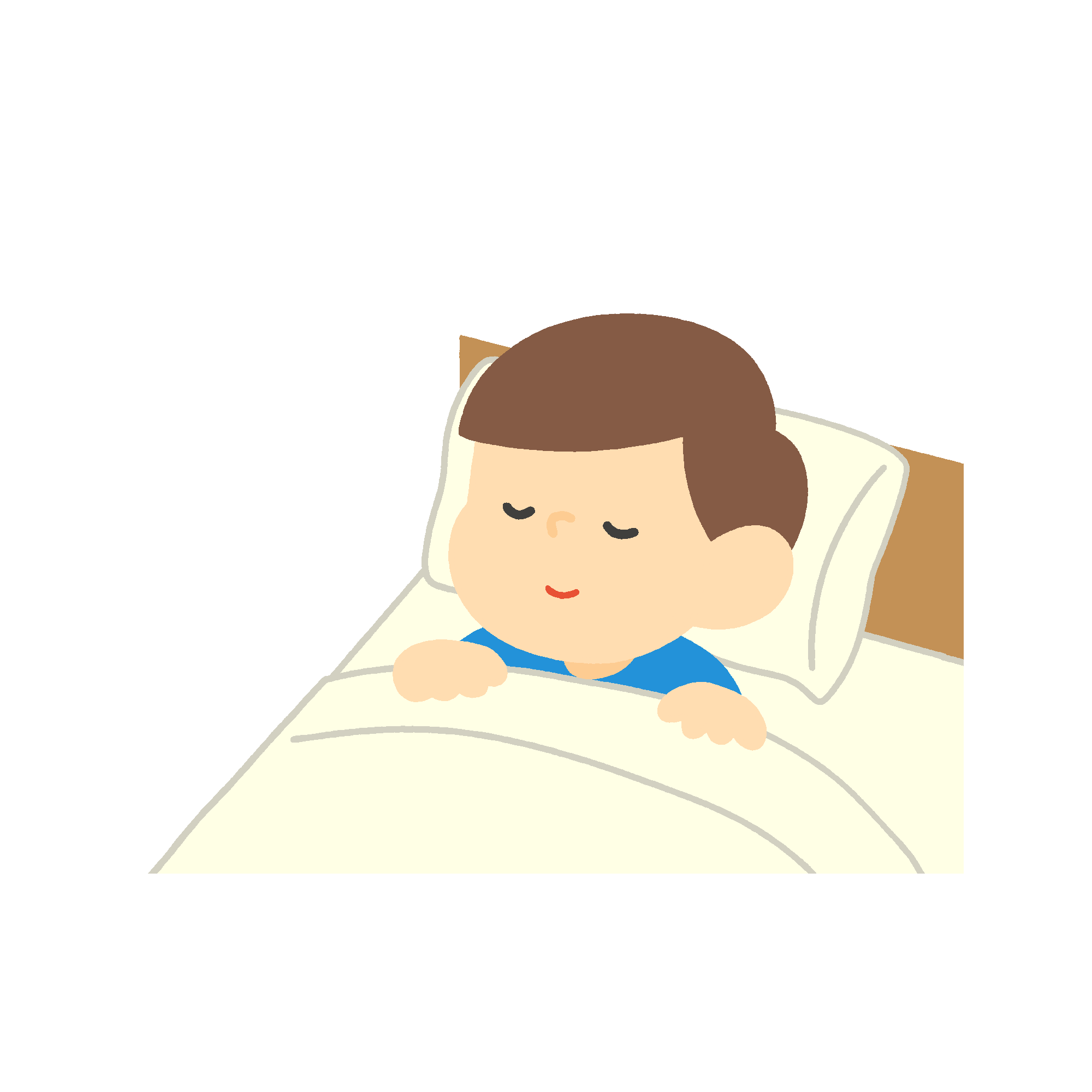 ベッドで眠る男の子の無料イラスト素材