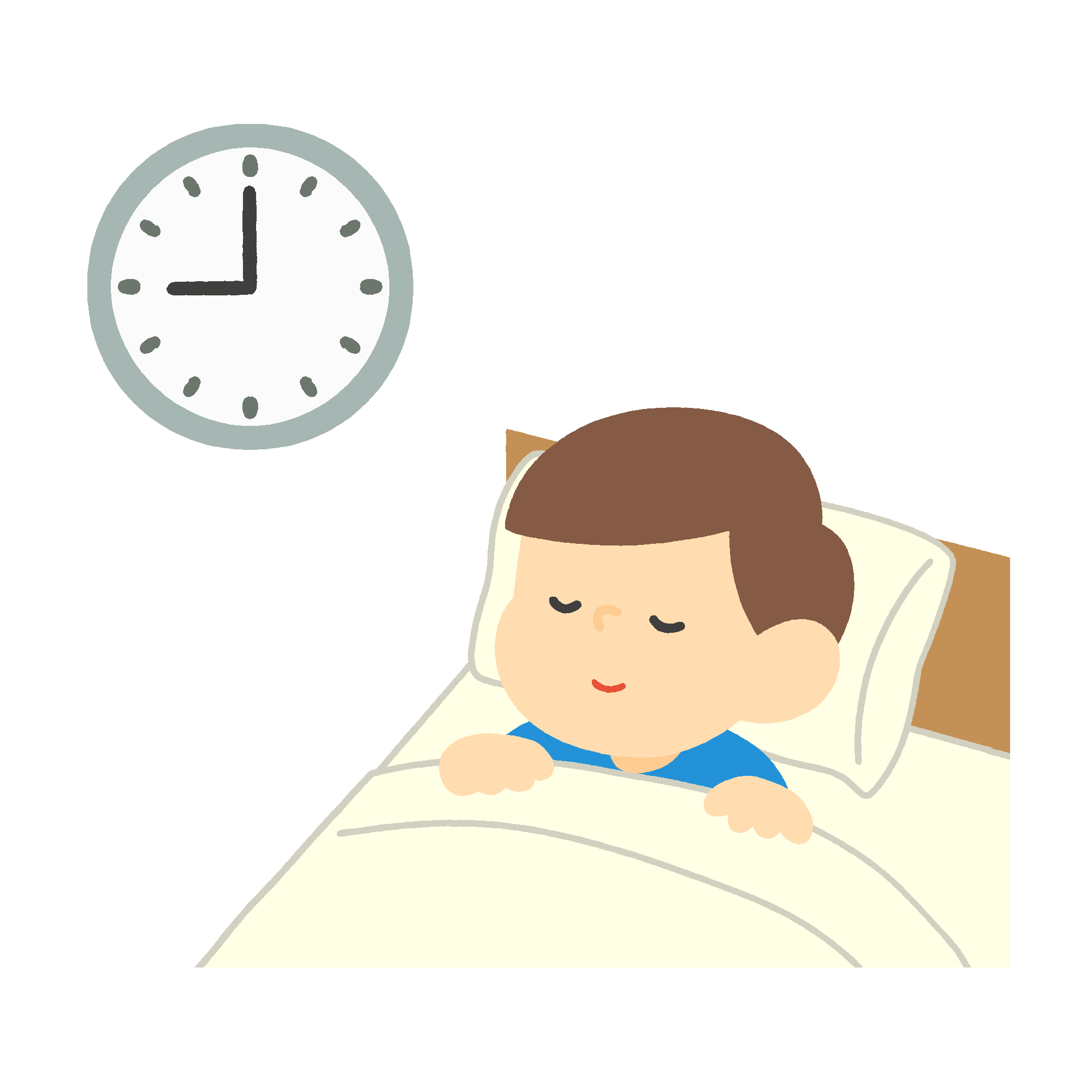 早く寝る男の子の無料イラスト素材