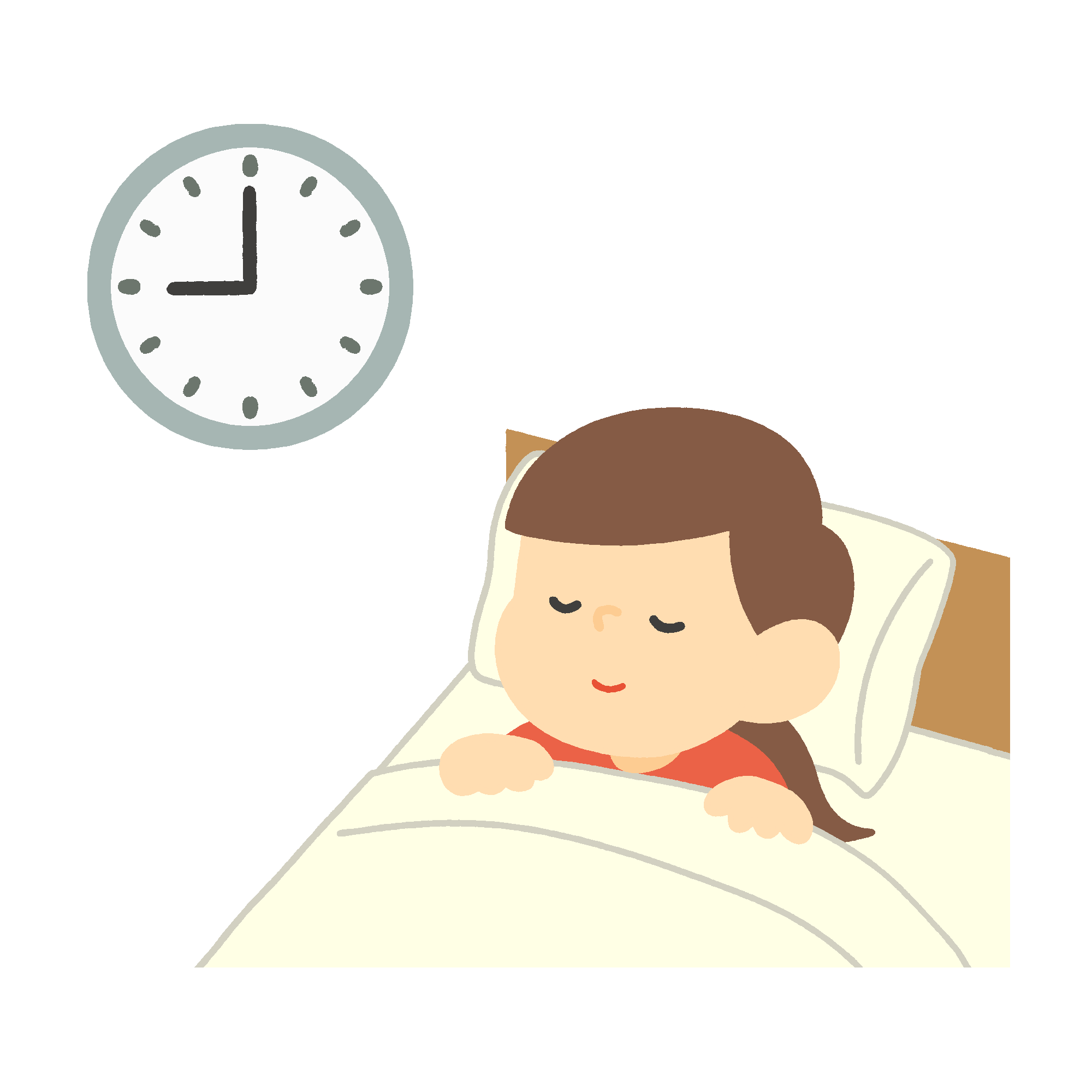 早く寝る女の子の無料イラスト素材