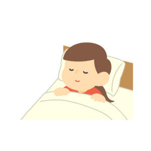 ベッドで眠る女の子の無料イラスト素材