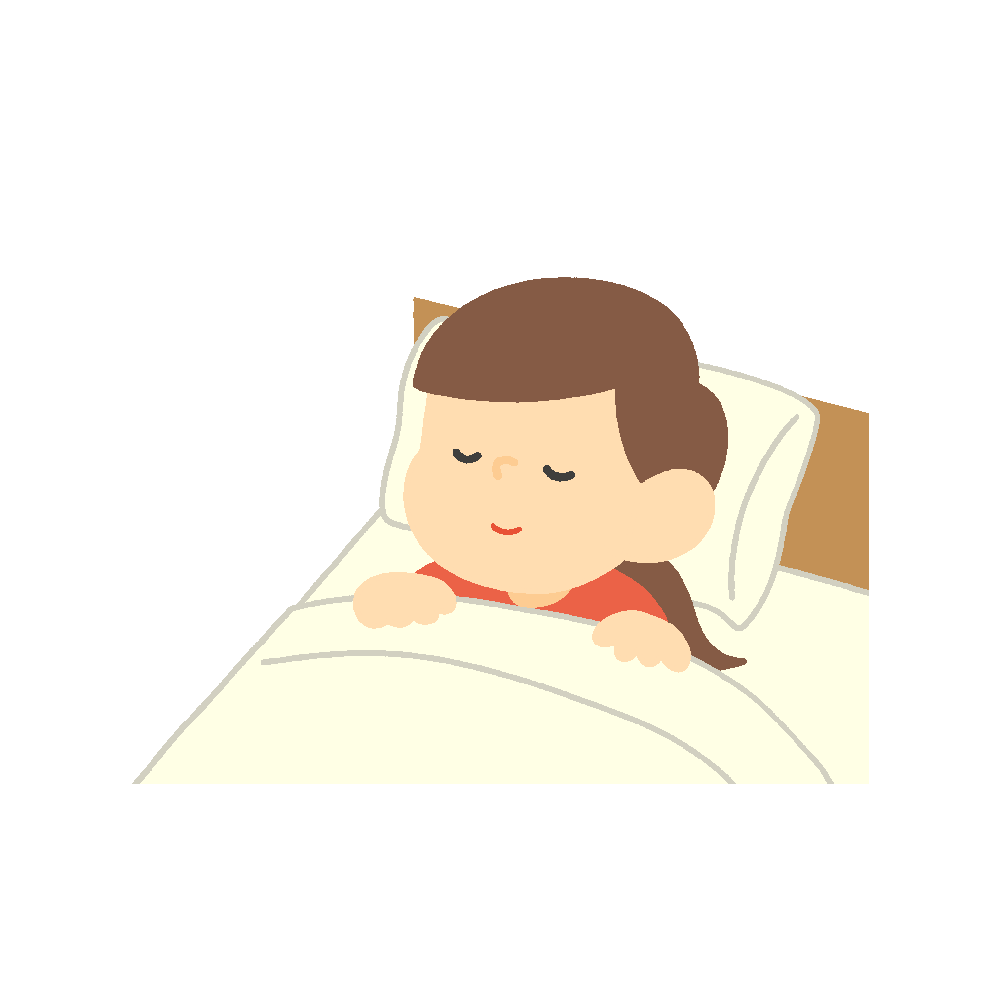 ベッドで眠る女の子の無料イラスト素材