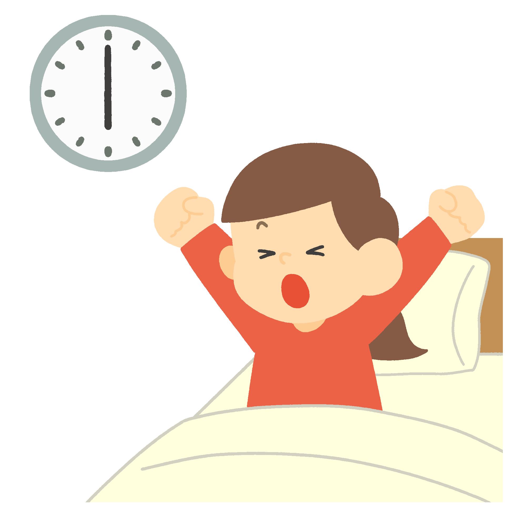 早起きをするの子の無料イラスト素材