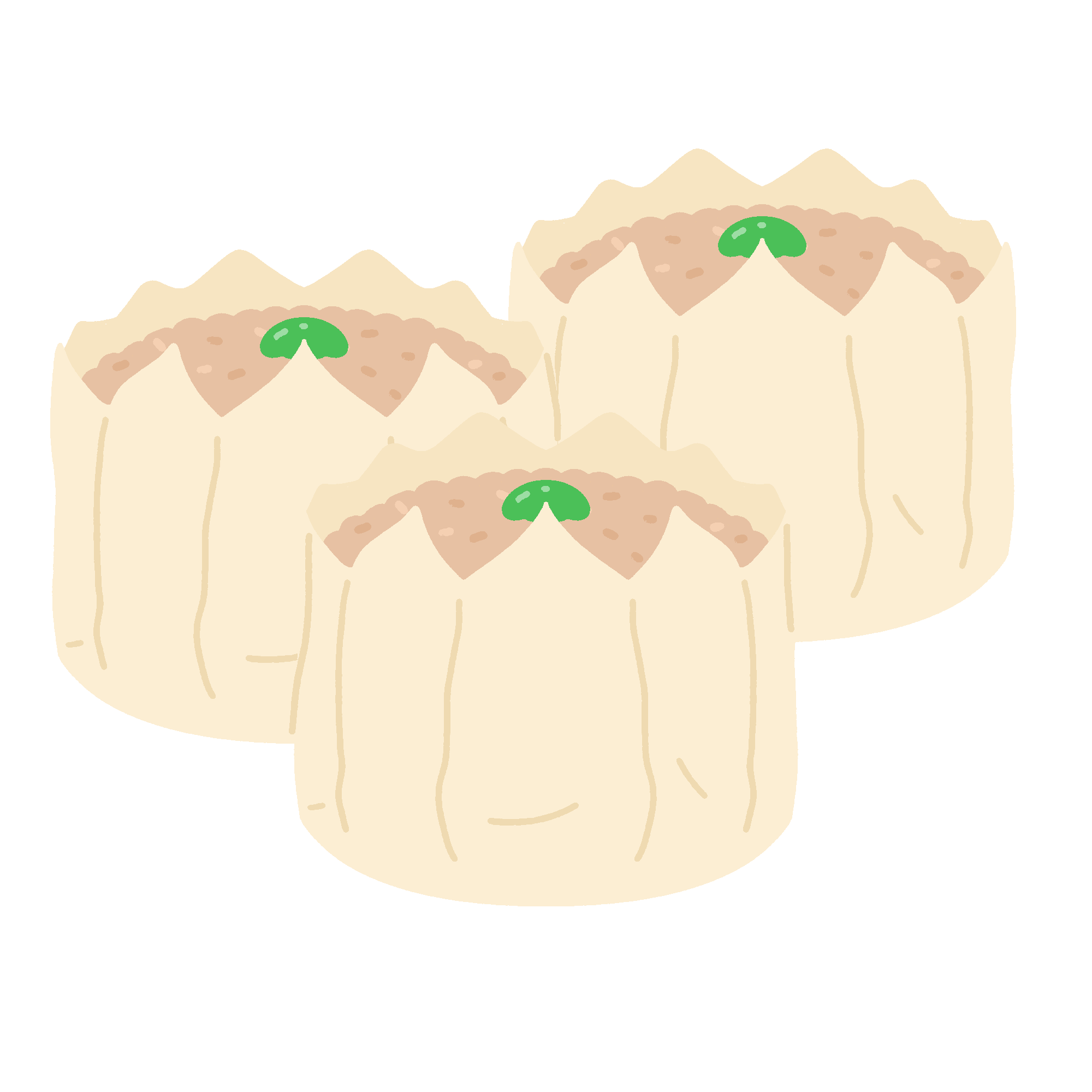 シュウマイ（複数）の無料イラスト素材