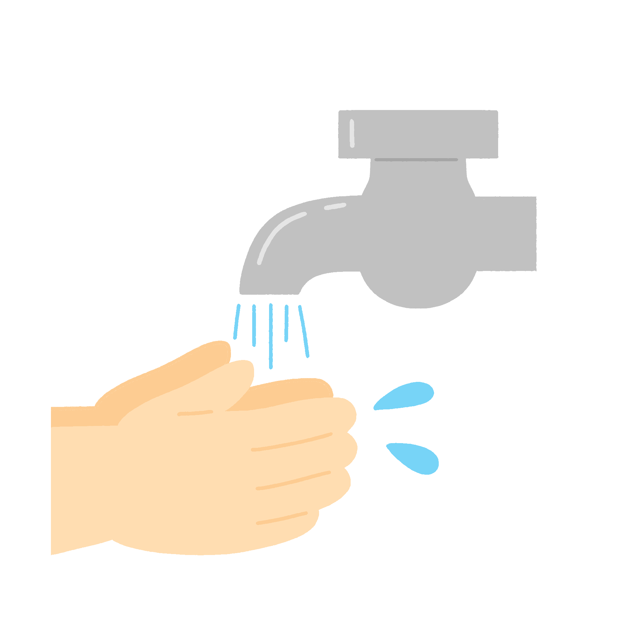 水道で手を洗う無料イラスト素材