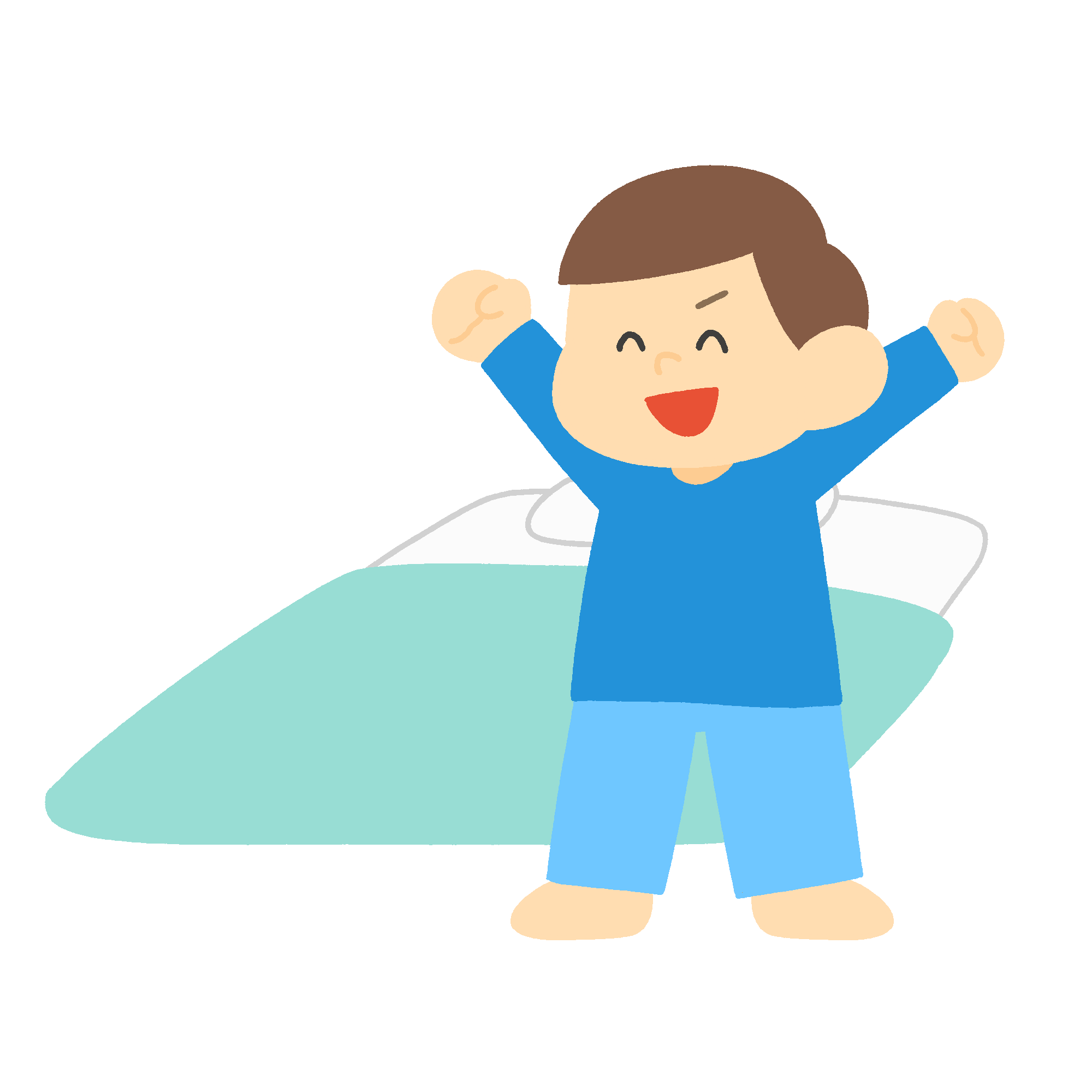 布団から起きた男の子の無料イラスト素材