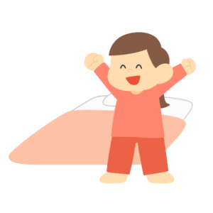 布団から起きた女の子の無料イラスト素材