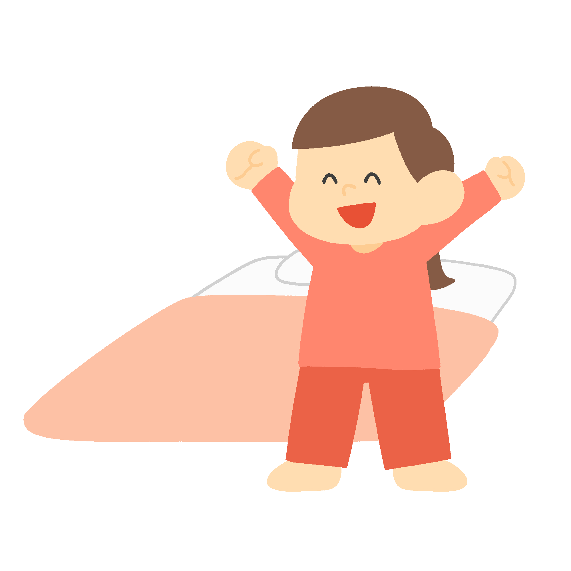 布団から起きた女の子の無料イラスト素材