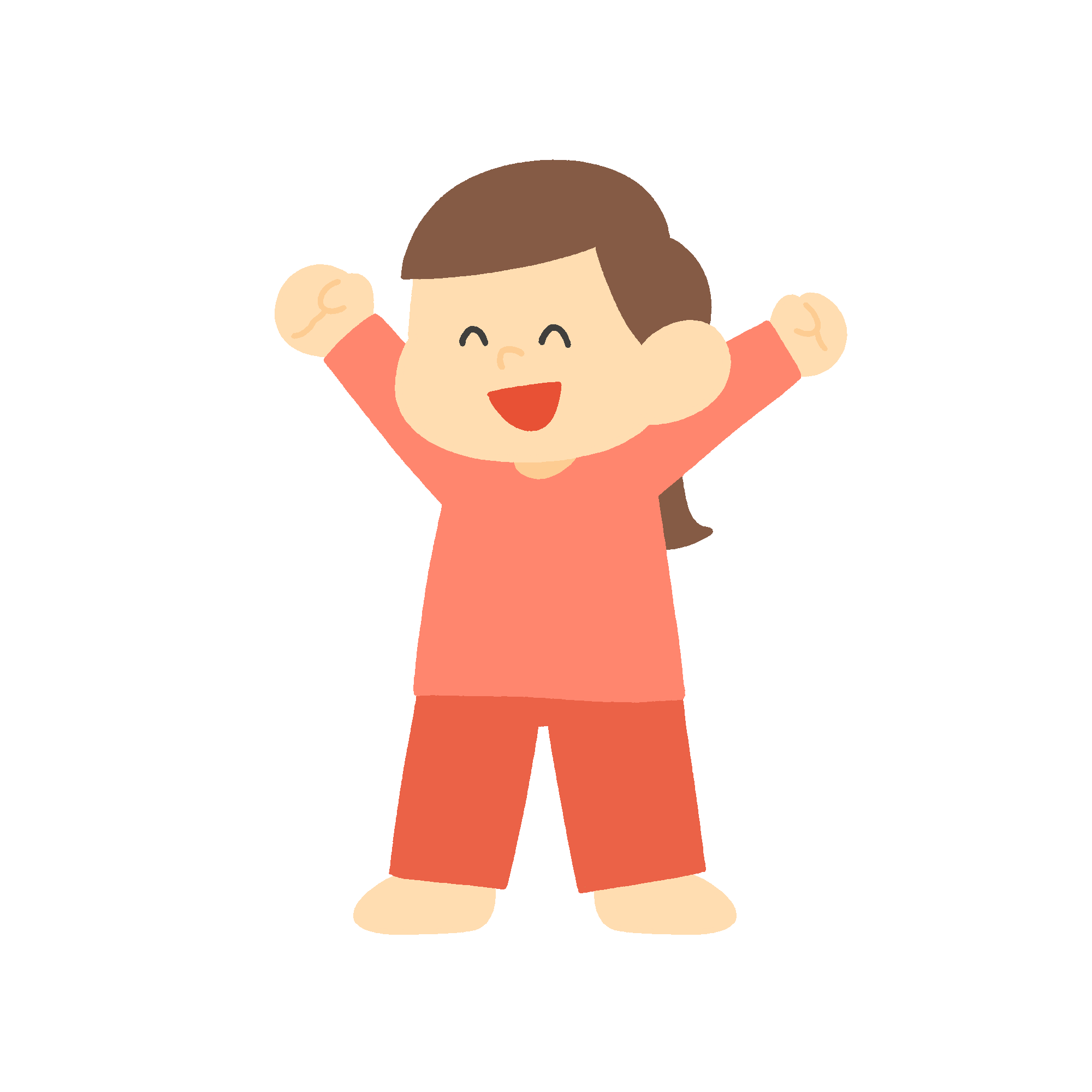 元気よく起きるパジャマ姿の女の子の無料イラスト素材