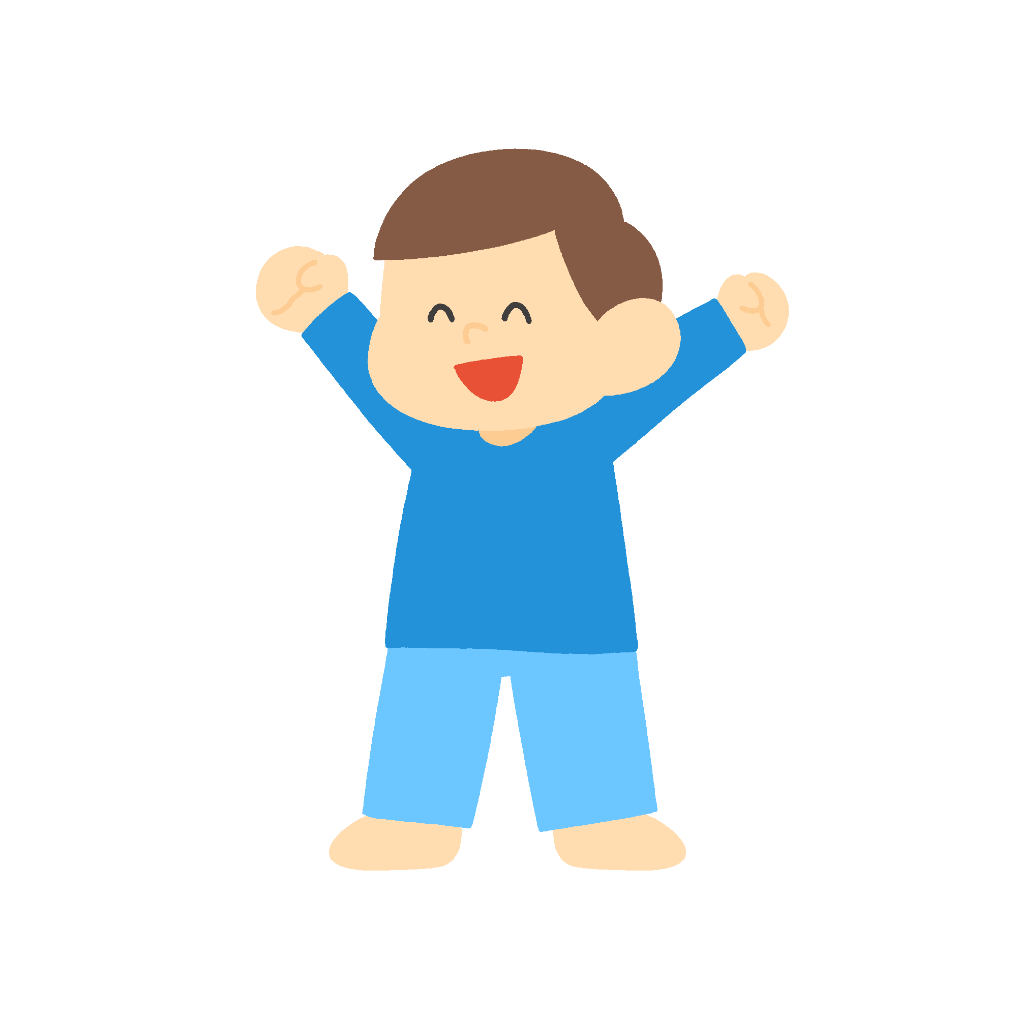 元気よく起きる男の子の無料イラスト素材