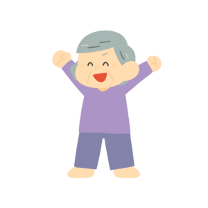 元気よく起きるおばあさんの無料イラスト素材