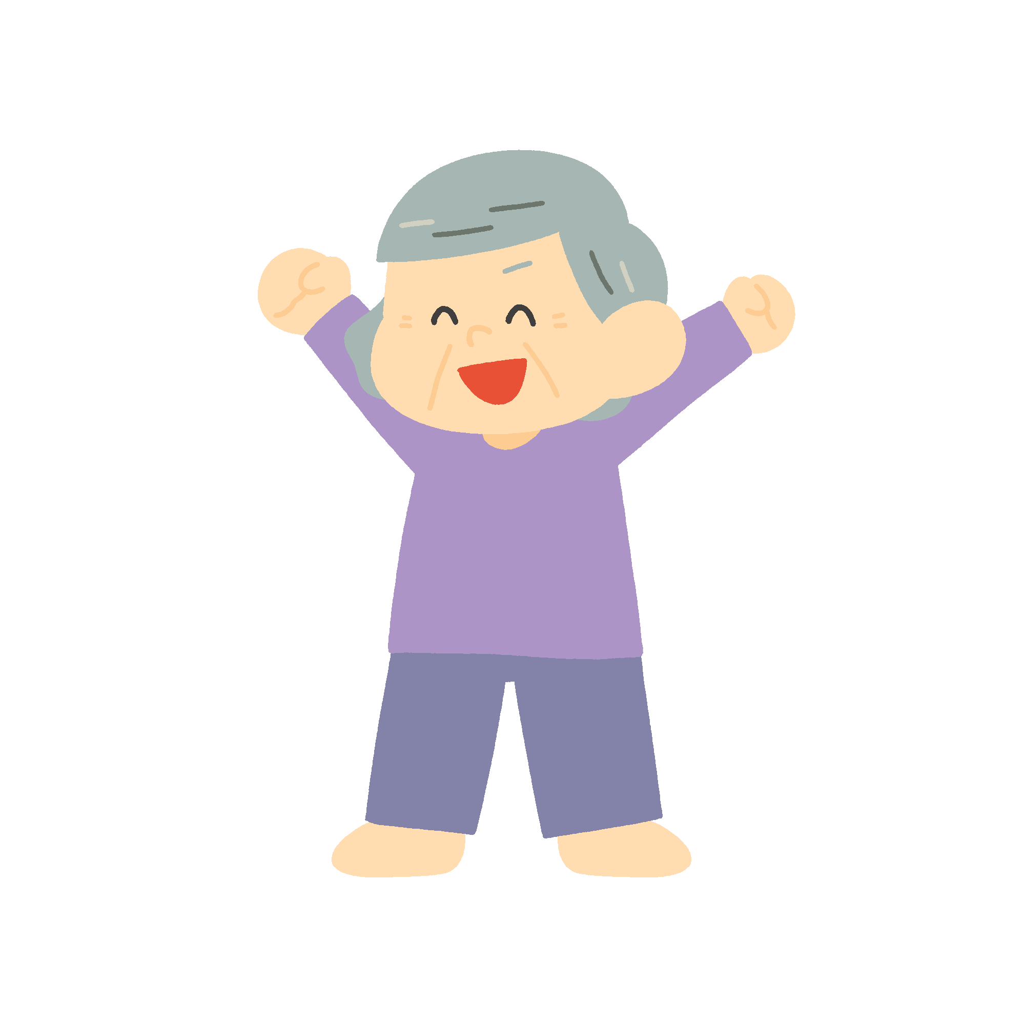 元気よく起きるおばあさんの無料イラスト素材