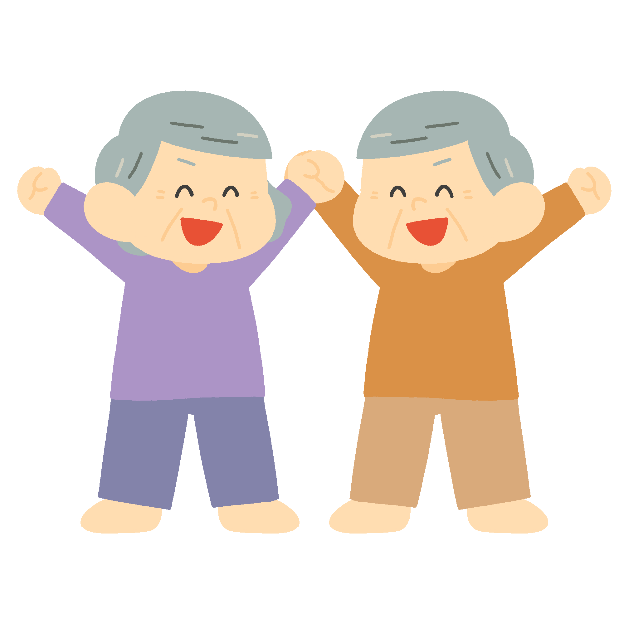 元気な高齢者（全身）の無料イラスト素材