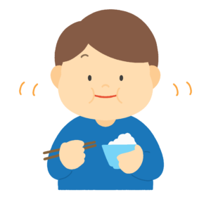 ご飯をよく噛む男の子の無料イラスト素材