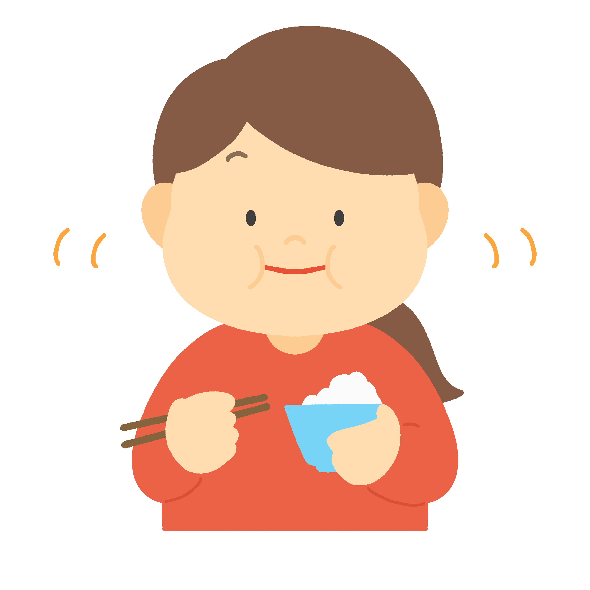 ご飯をよく噛む女の子の無料イラスト素材