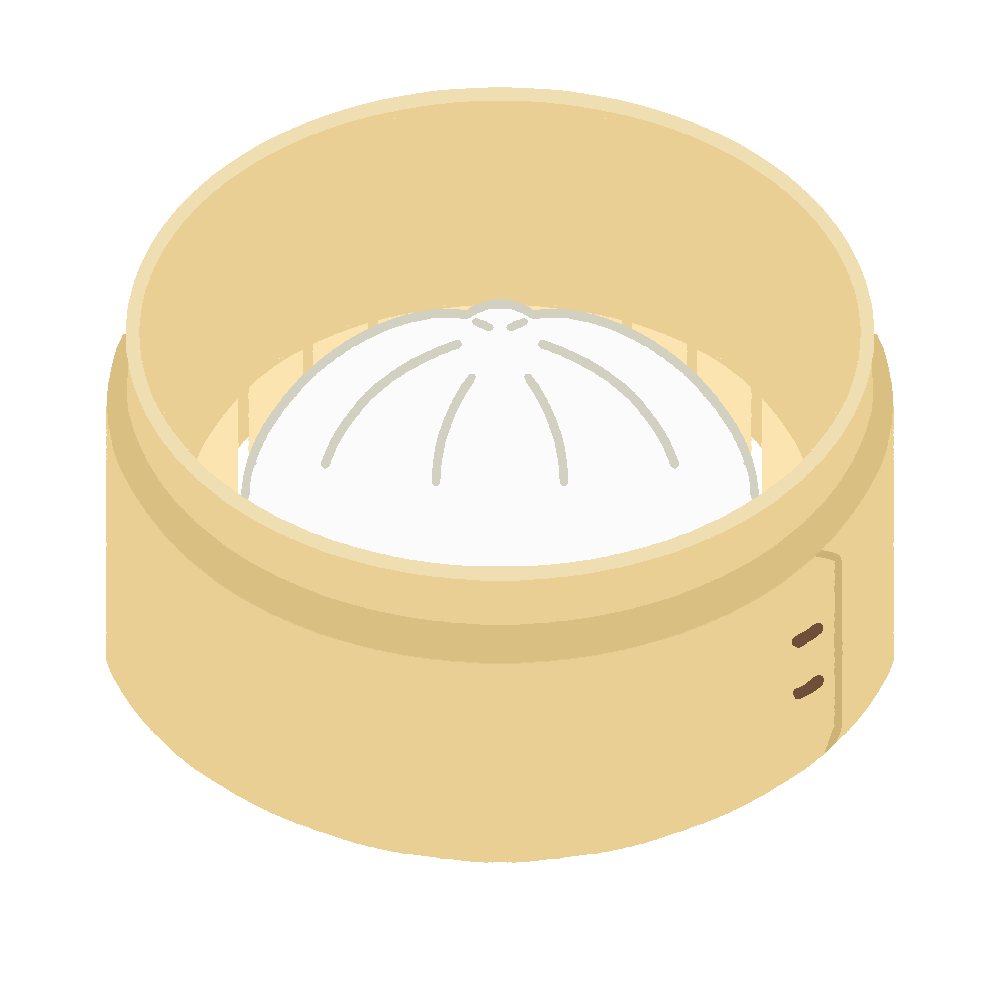中華せいろで蒸した肉まんの無料イラスト素材