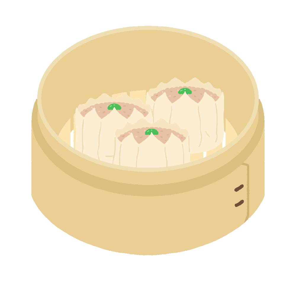 中華せいろで蒸したシュウマイの無料イラスト 素材