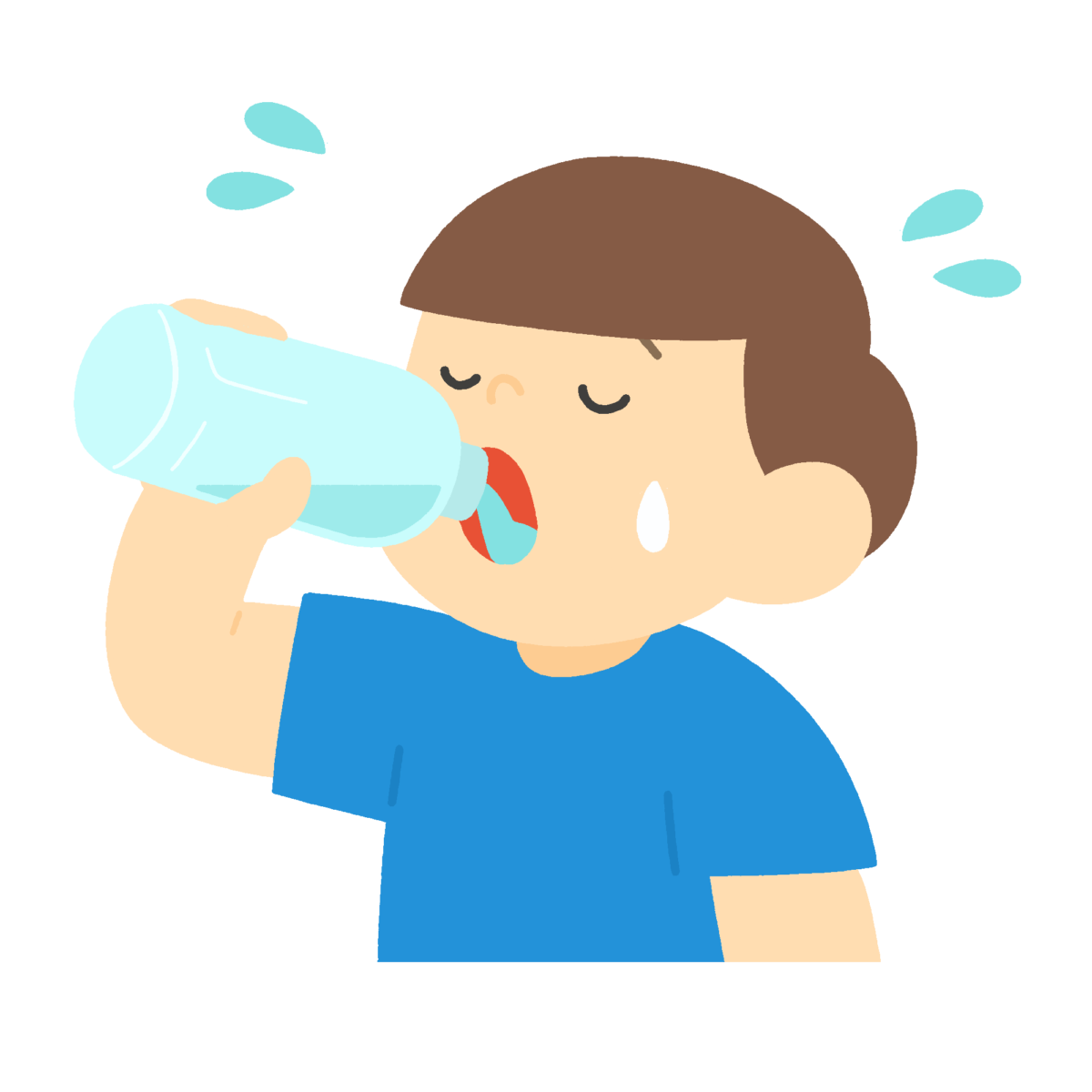 水分補給をする男の子の無料イラスト素材