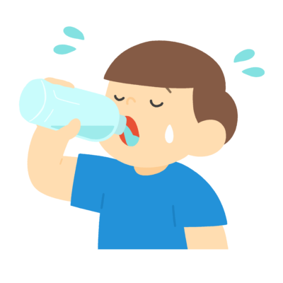 水分補給をする男の子の無料イラスト素材
