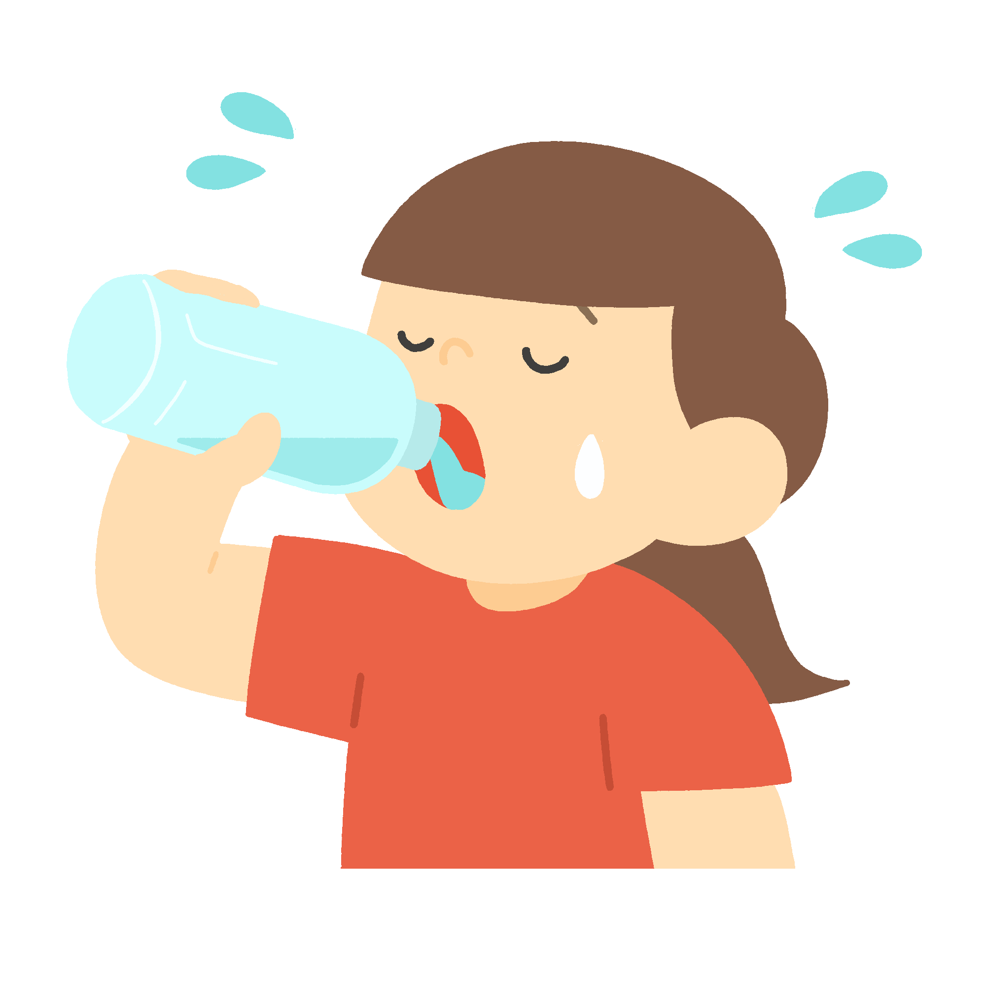 水分補給をする女の子の無料イラスト素材