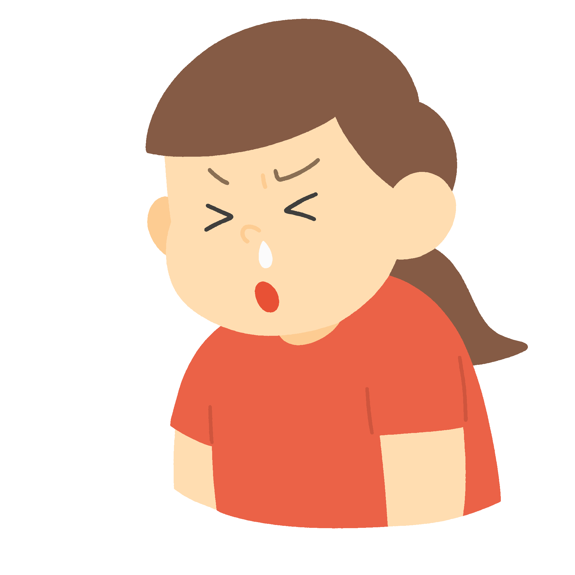 鼻水をすする女の子の無料イラスト素材