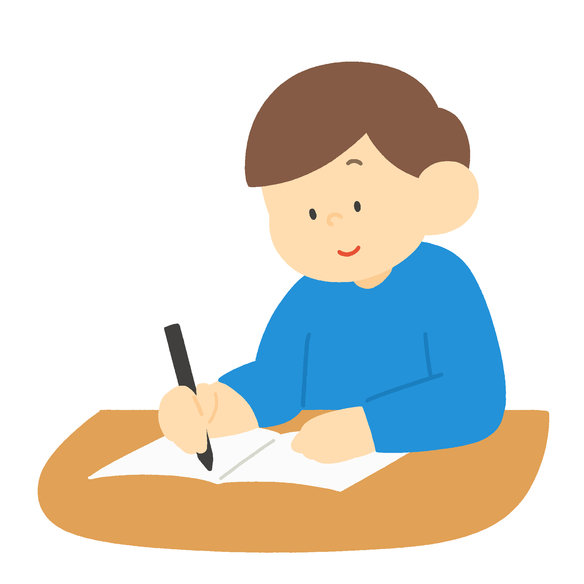 ノートに書く男性のフリーイラスト素材