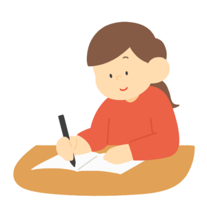 ノートに書く女性のフリーイラスト素材