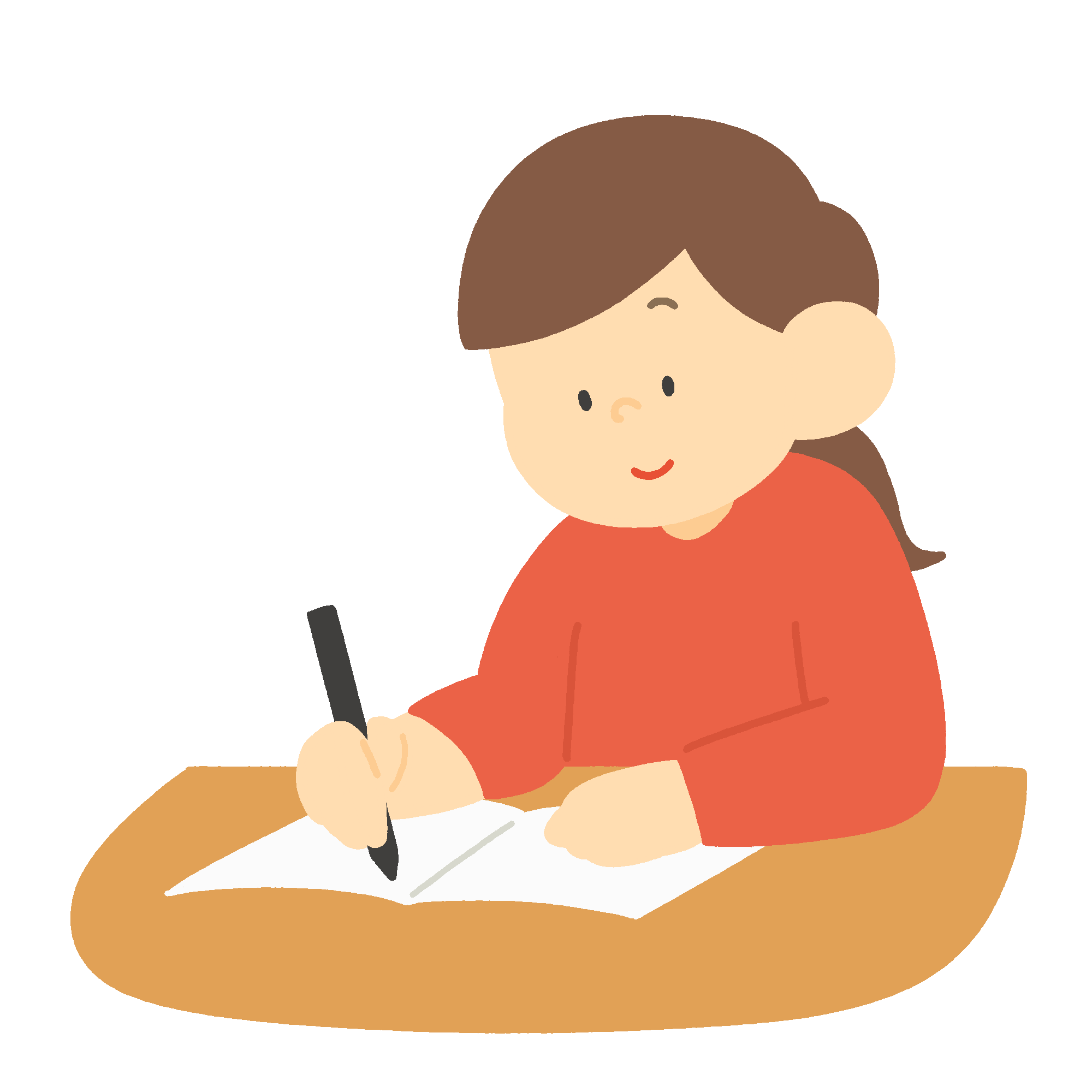 ノートに書く女性のフリーイラスト素材