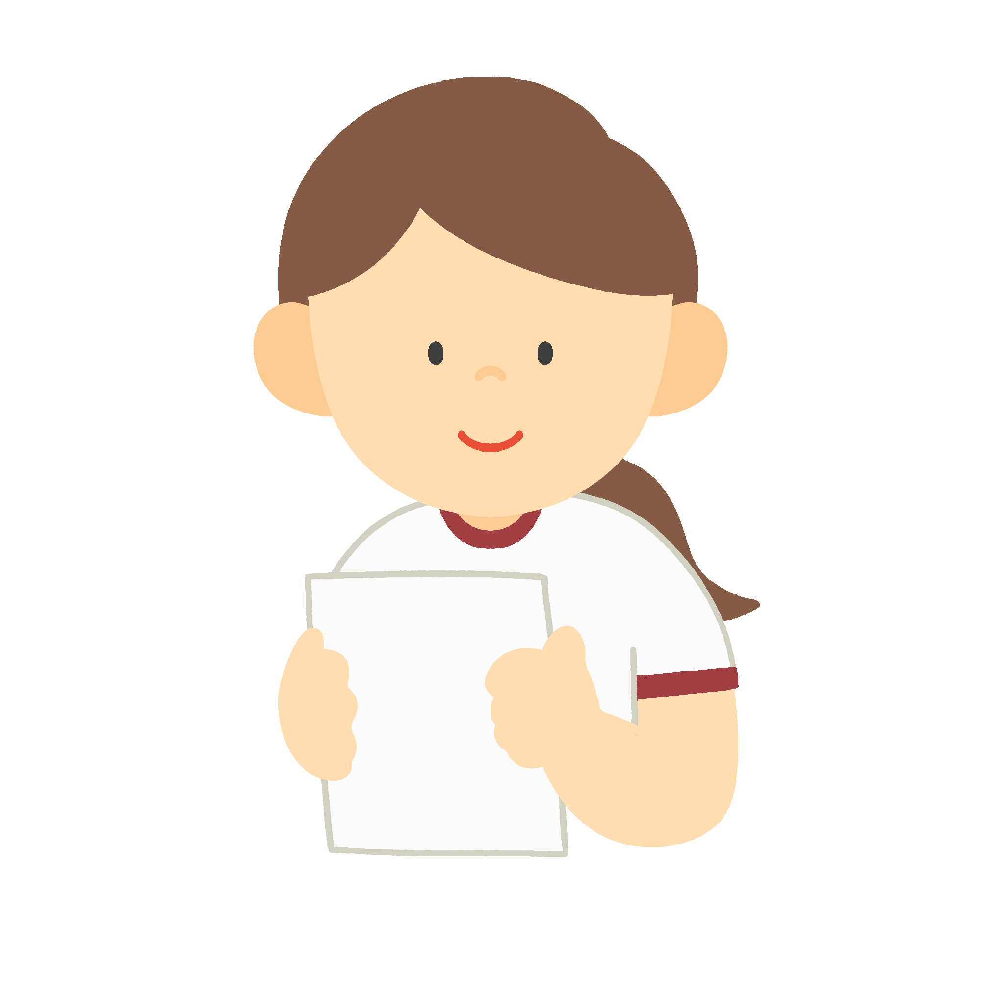 問診表を持った健康診断中の女の子のフリーイラスト素材