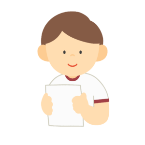 問診表を持った健康診断中の男の子のフリーイラスト素材