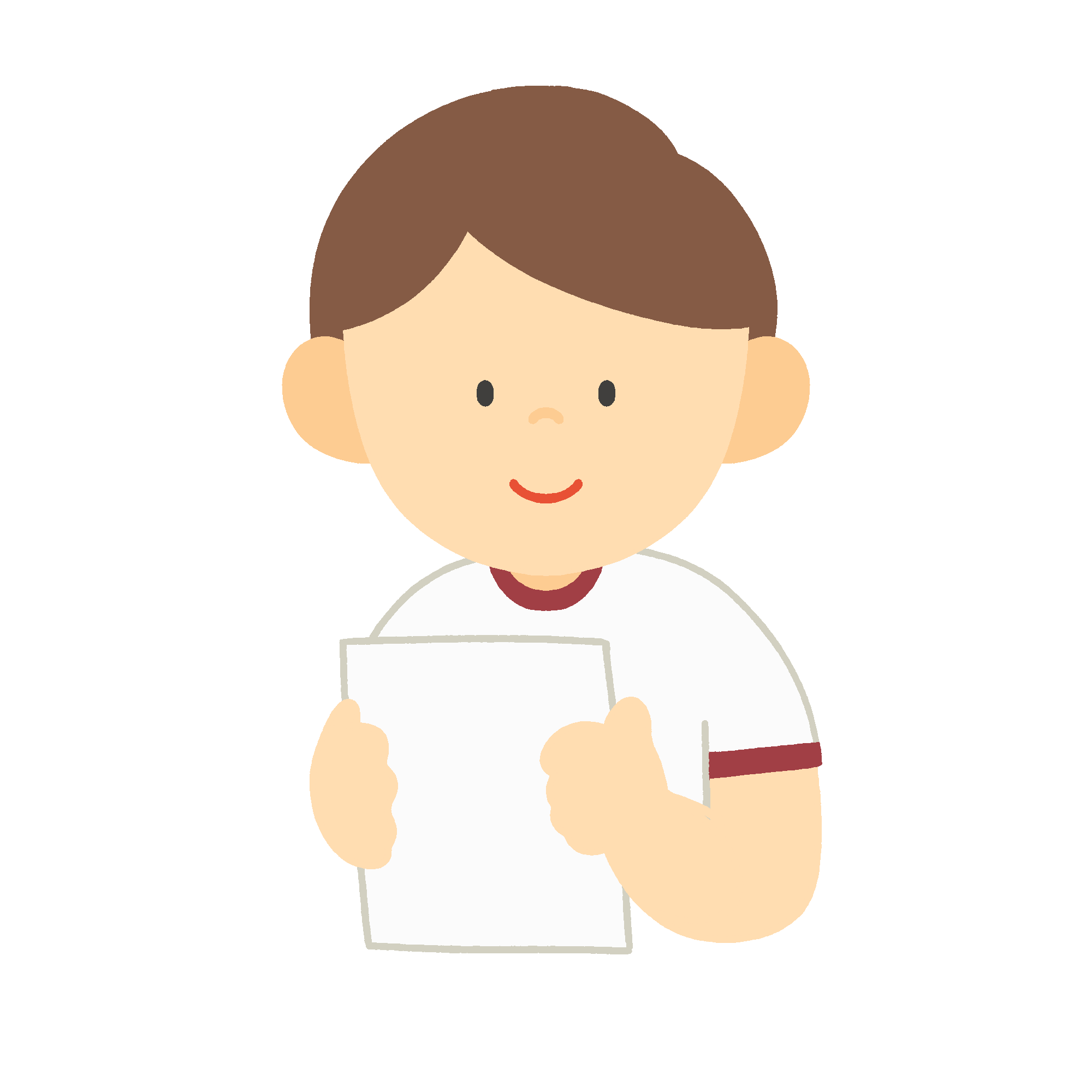 問診表を持った健康診断中の男の子のフリーイラスト素材