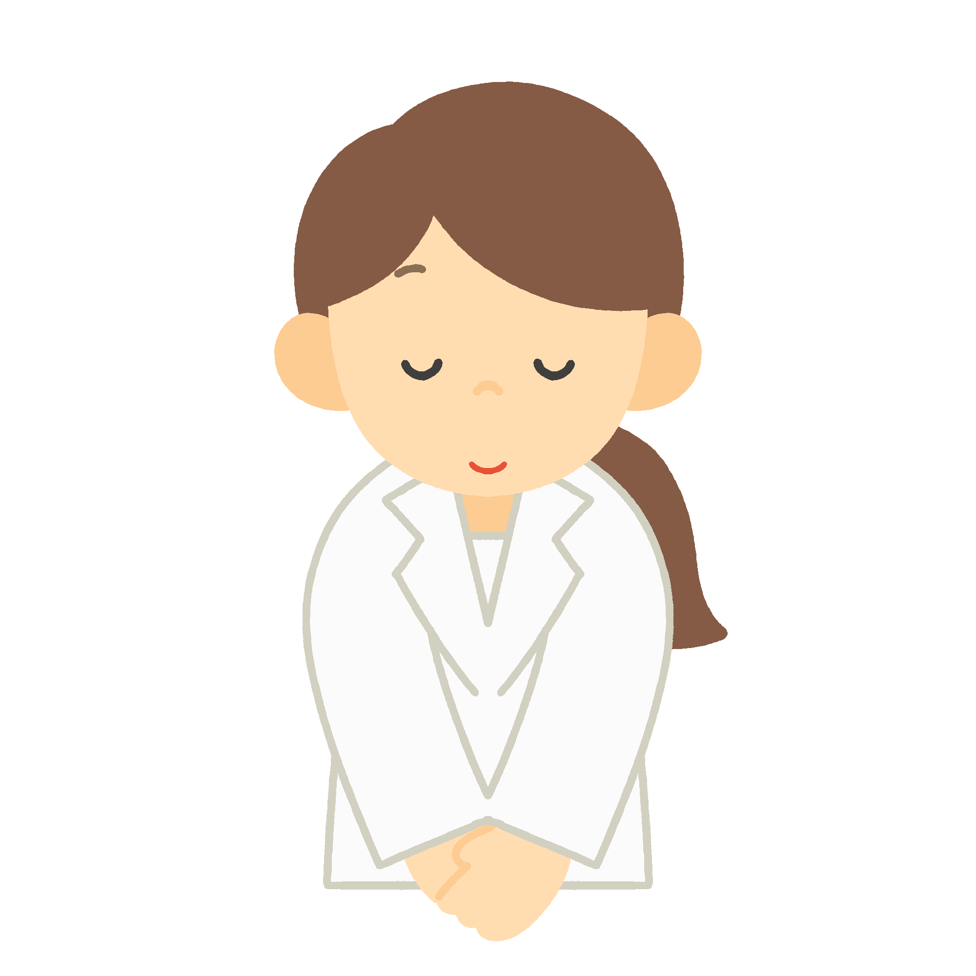 おじぎをする白衣姿の女性のフリーイラスト素材