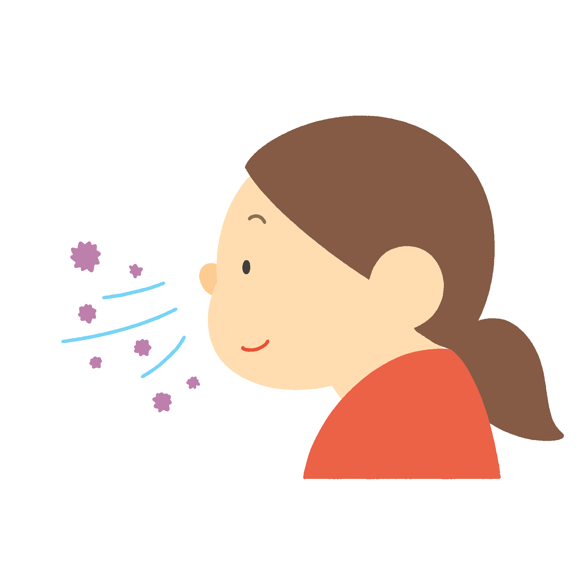 ウイルス・細菌を吸い込む女性のフリーイラスト素材