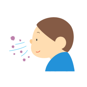 ウイルスを吸い込む男性のフリーイラスト素材