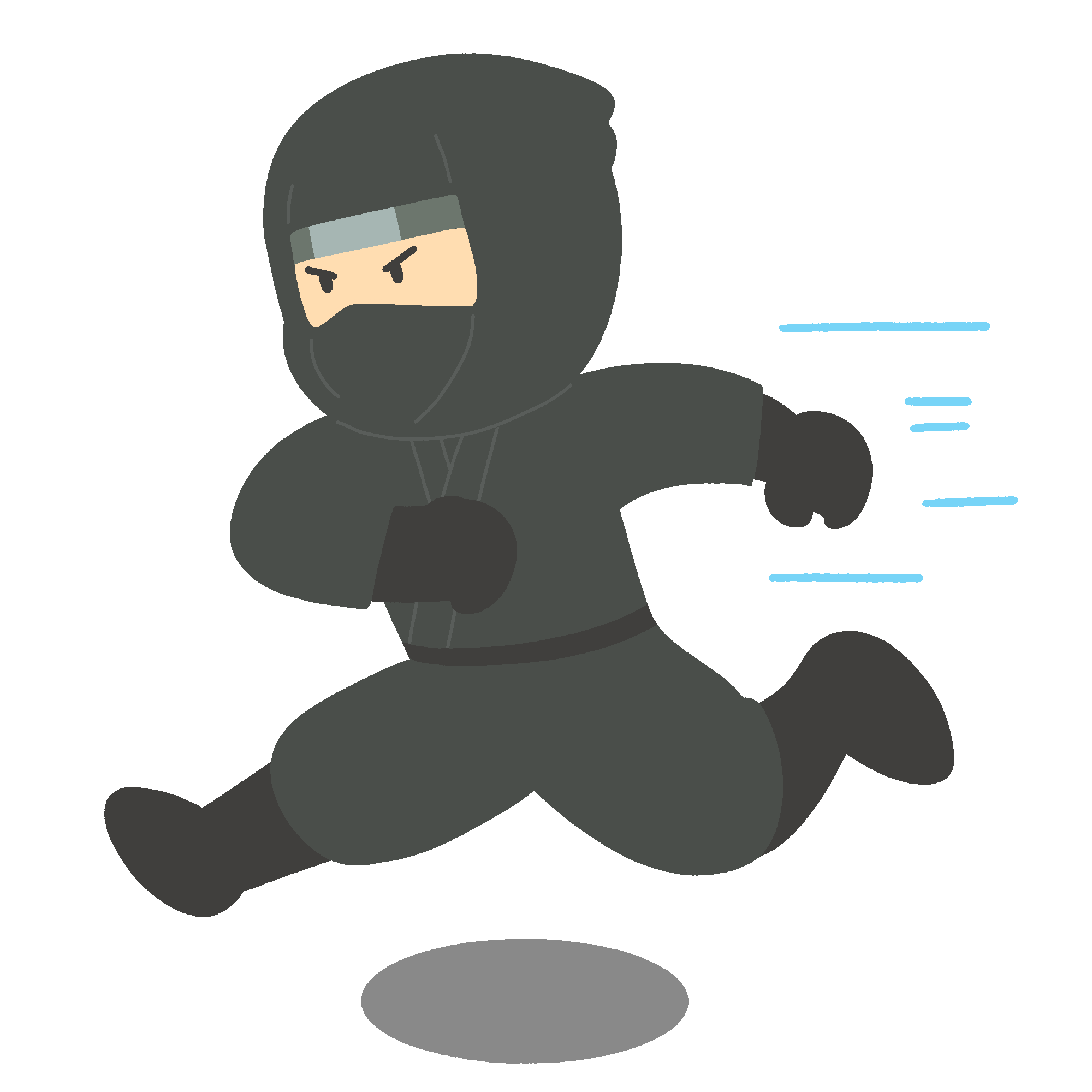 走る忍者のフリーイラスト素材