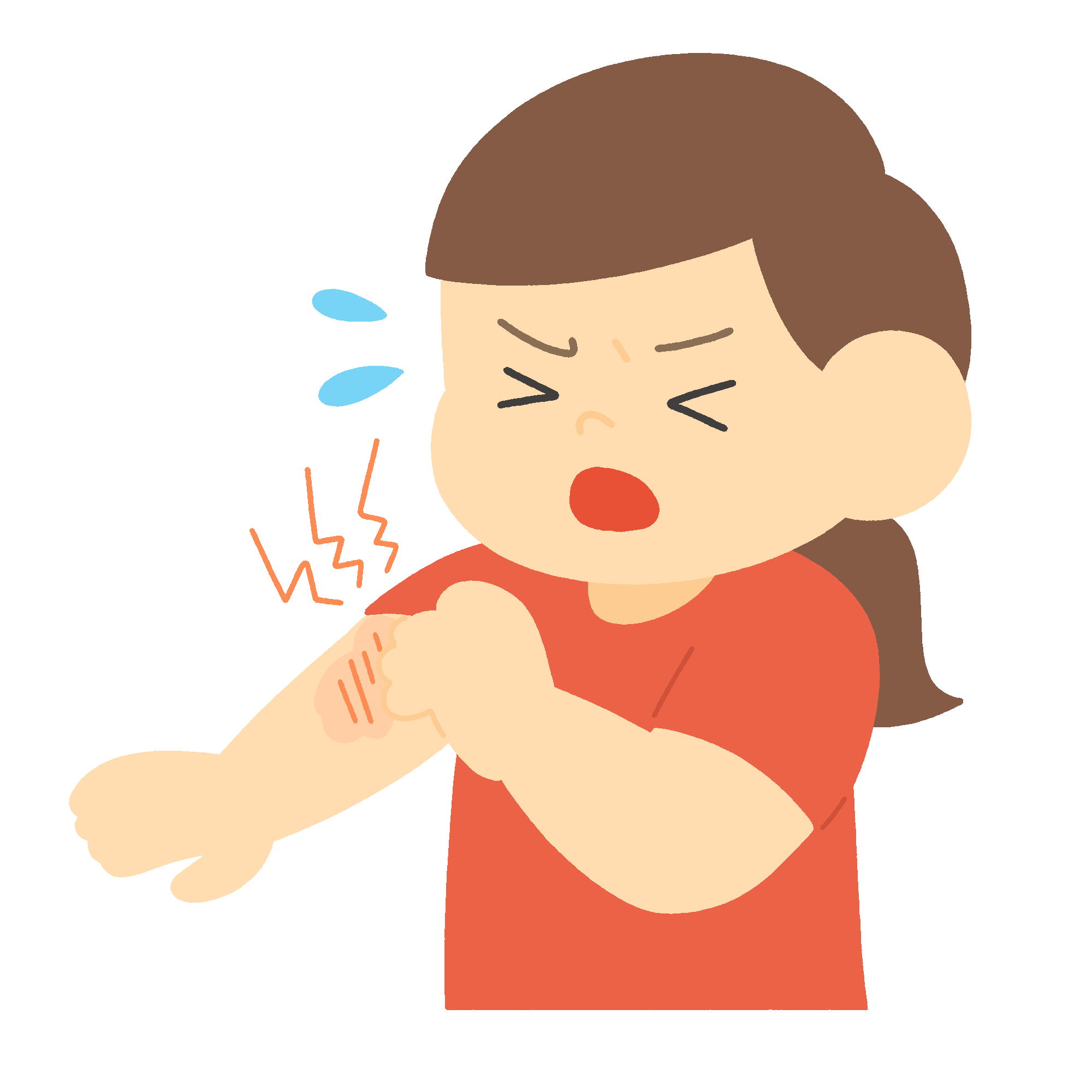 腕を虫に刺された女の子のフリーイラスト素材