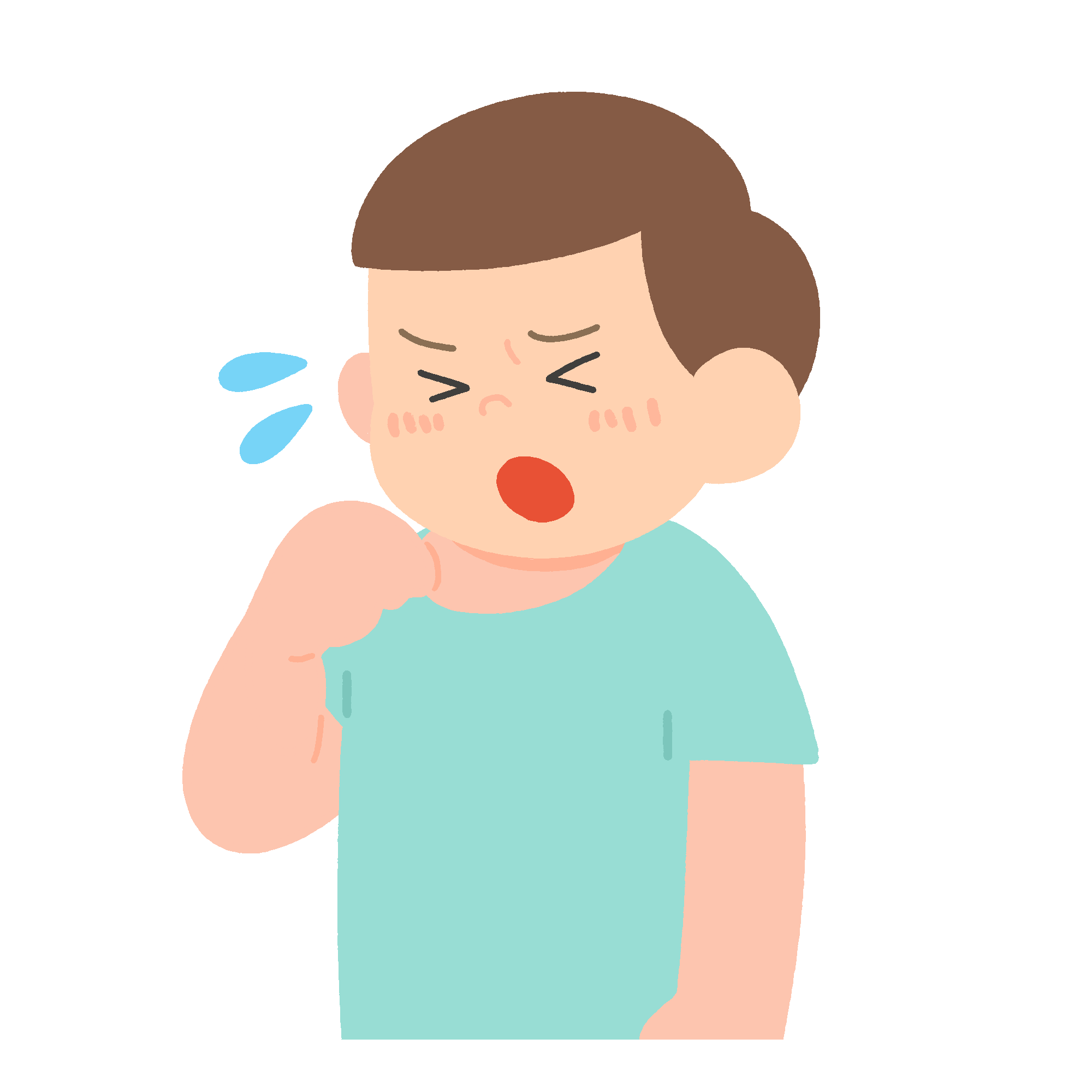 日焼けで真っ赤になった男の子のフリーイラスト素材