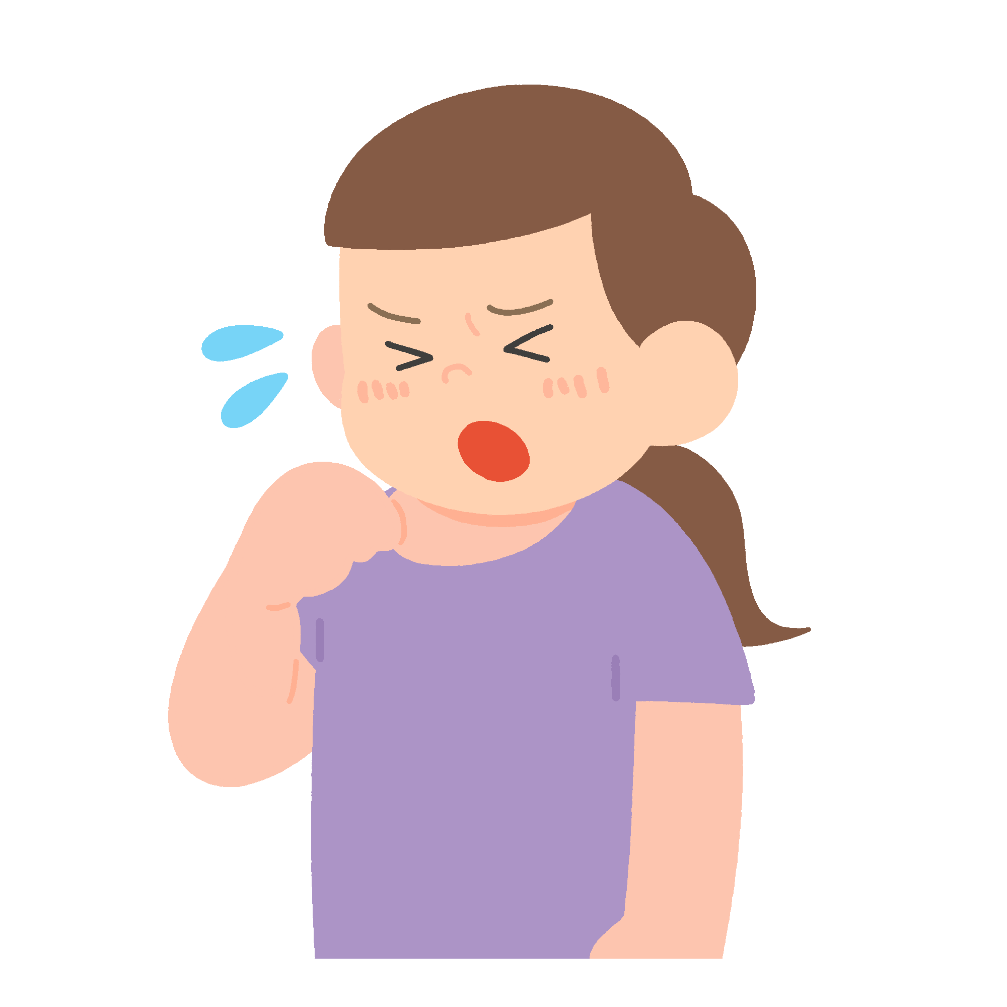 日焼けで真っ赤になった女の子のフリーイラスト素材