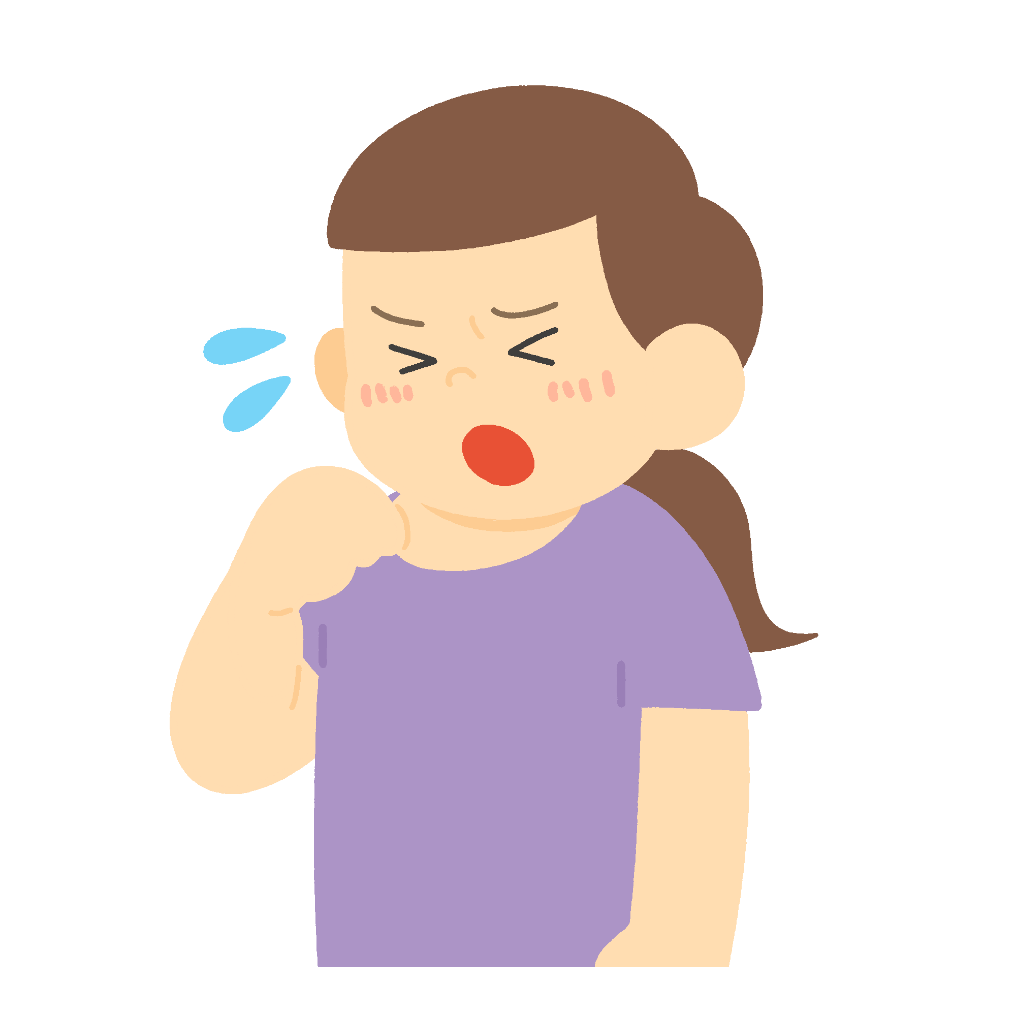 汗をかいてTシャツをあおぐ女の子のフリーイラスト素材