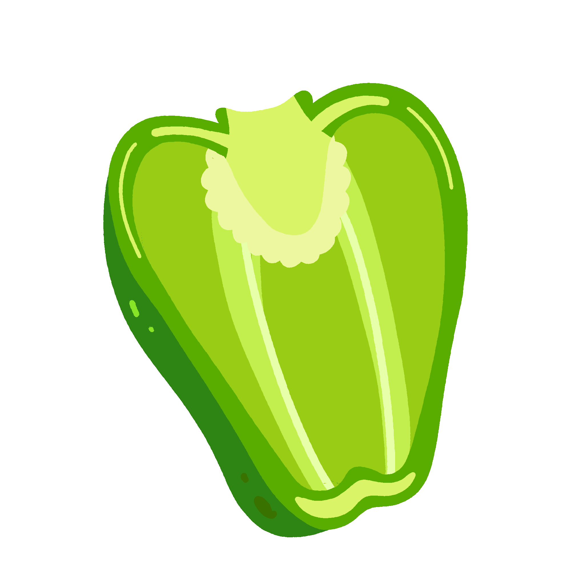 半分に切ったピーマンのフリーイラスト素材