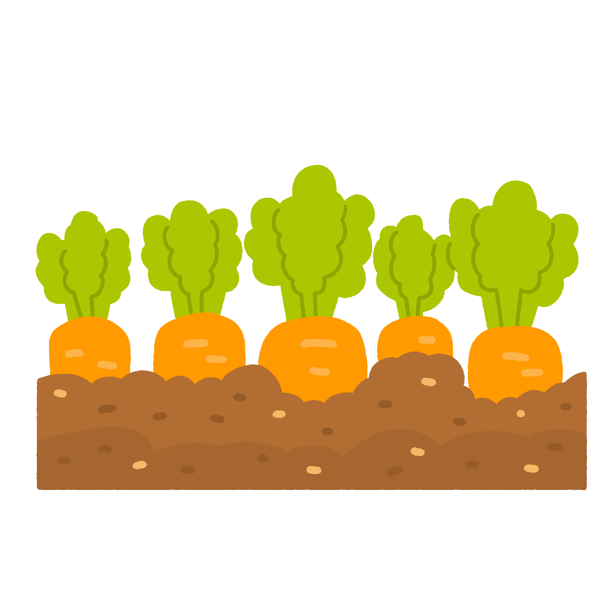 畑に植えられているにんじんのフリーイラスト素材