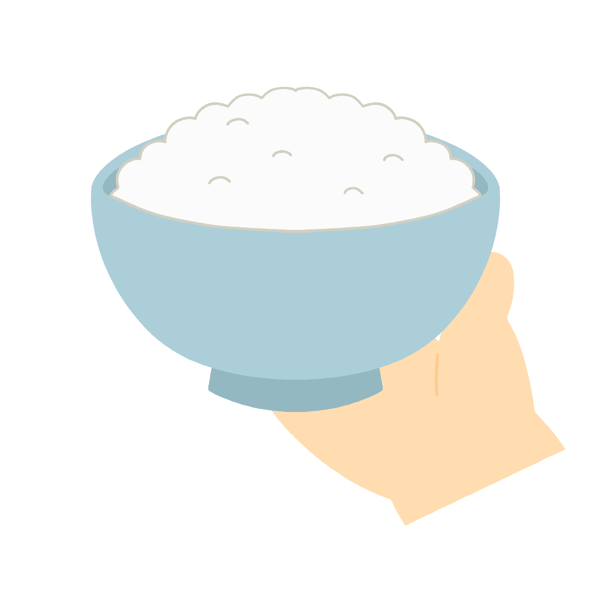 お茶碗を持つ手のフリーイラスト素材