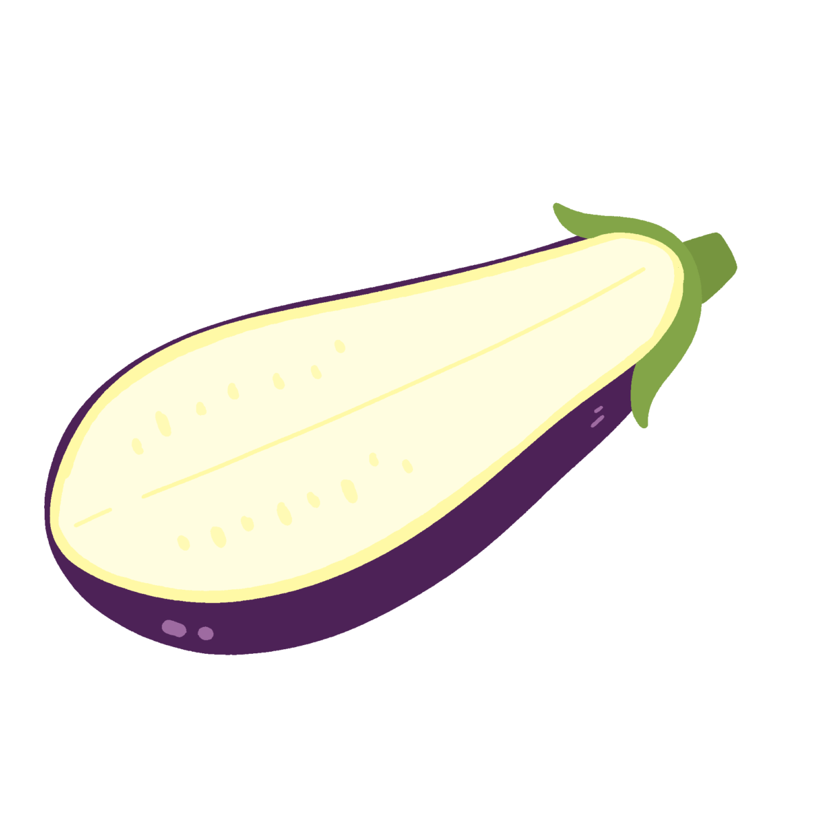 半分に切ったナスのフリーイラスト素材