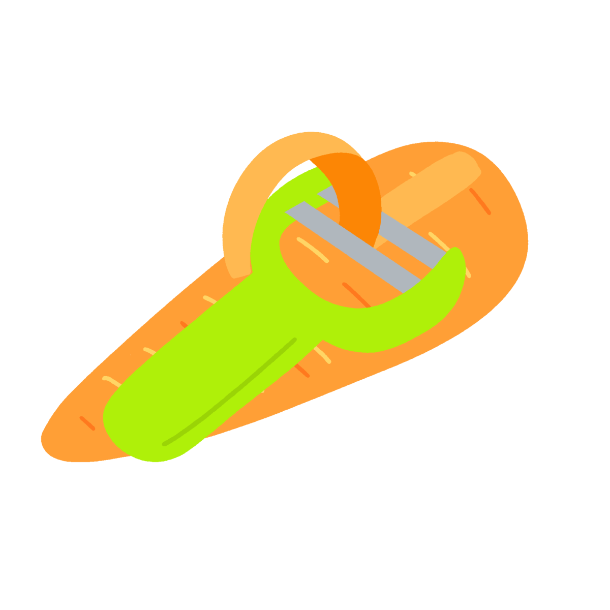 ピーラーでニンジンの皮をむく無料イラスト｜調理実習・家庭科教材向け素材